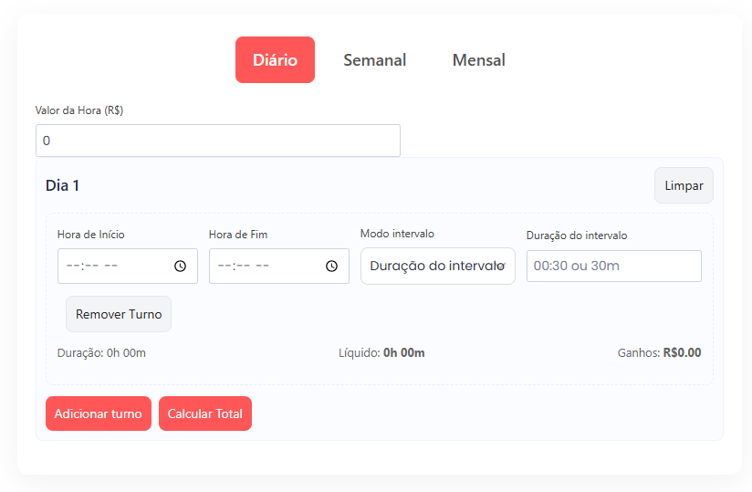 calculadora horas trabalhadas